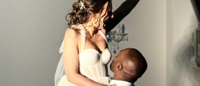 Bride and Groom Celebrating in Surrey